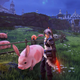 Alphen stands next to a field of rappig at night in Tales of Arise.